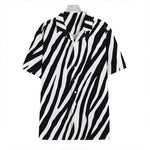 Black White Zebra Pattern Print Hawaiian Shirt