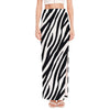 Black White Zebra Pattern Print High Slit Maxi Skirt