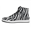 Black White Zebra Pattern Print High Top Leather Sneakers