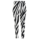 Black White Zebra Pattern Print High-Waisted Pocket Leggings