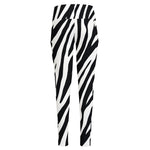 Black White Zebra Pattern Print High-Waisted Pocket Leggings