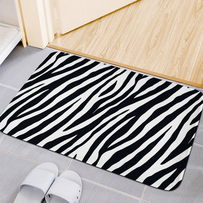 Black White Zebra Pattern Print Indoor Door Mat