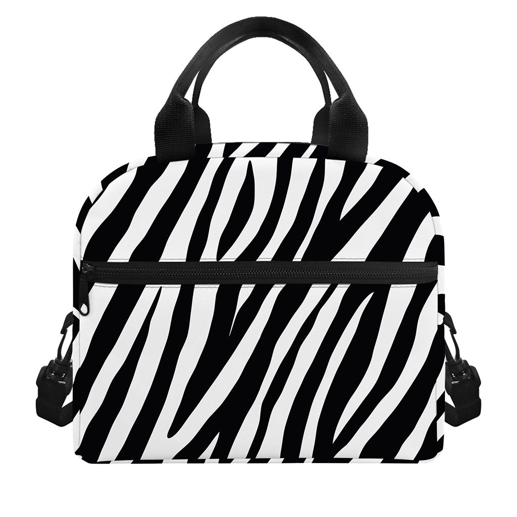 Black White Zebra Pattern Print Insulated Lunch Bag