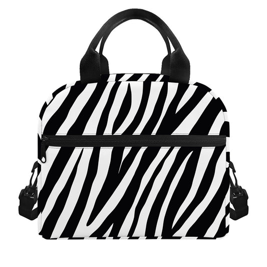 Black White Zebra Pattern Print Insulated Lunch Bag