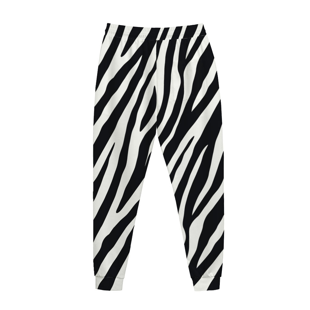 Black White Zebra Pattern Print Jogger Pants