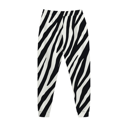 Black White Zebra Pattern Print Jogger Pants