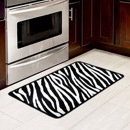 Black White Zebra Pattern Print Kitchen Mat