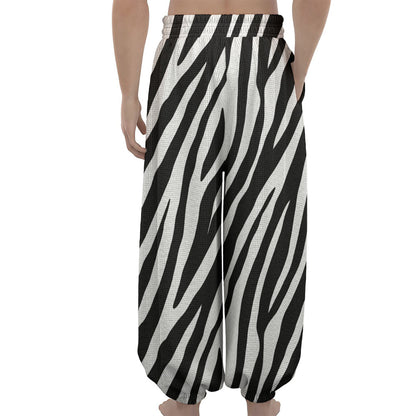 Black White Zebra Pattern Print Lantern Pants