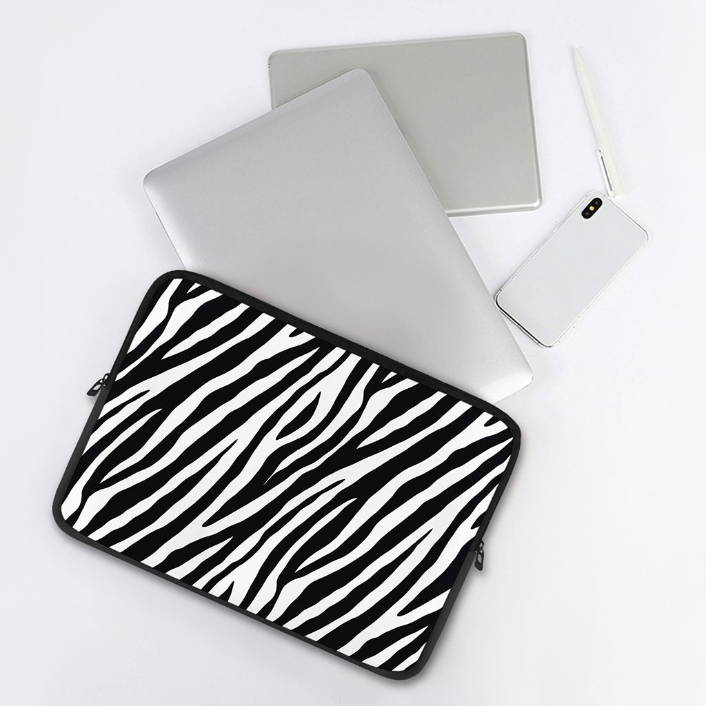 Black White Zebra Pattern Print Laptop Sleeve