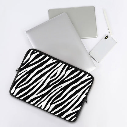 Black White Zebra Pattern Print Laptop Sleeve