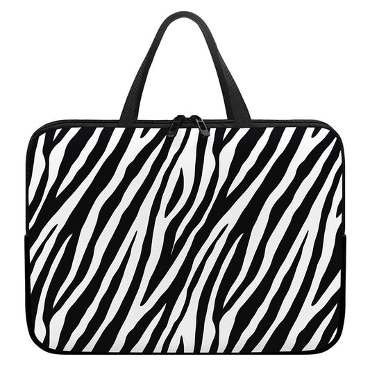 Black White Zebra Pattern Print Laptop Sleeve With Handle