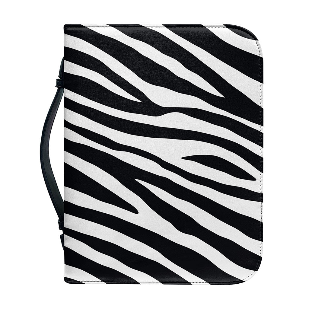 Black White Zebra Pattern Print Leather Bible Cover