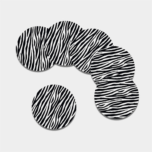 Black White Zebra Pattern Print Leather Coaster Set