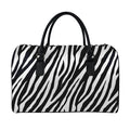 Black White Zebra Pattern Print Leather Duffel Bag
