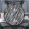 Black White Zebra Pattern Print Leather Spare Tire Cover