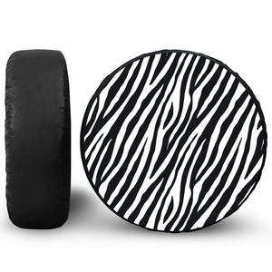 Black White Zebra Pattern Print Leather Spare Tire Cover