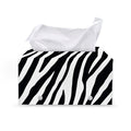 Black White Zebra Pattern Print Leather Tissue Box Cover