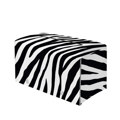 Black White Zebra Pattern Print Leather Tissue Box Cover