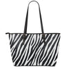 Black White Zebra Pattern Print Leather Tote Bag