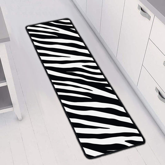 Black White Zebra Pattern Print Long Kitchen Mat