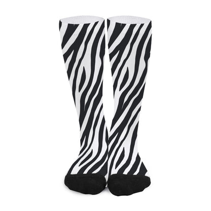 Black White Zebra Pattern Print Long Socks