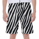 Black White Zebra Pattern Print Men's Beach Shorts