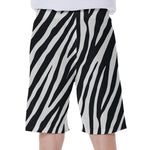 Black White Zebra Pattern Print Men's Beach Shorts