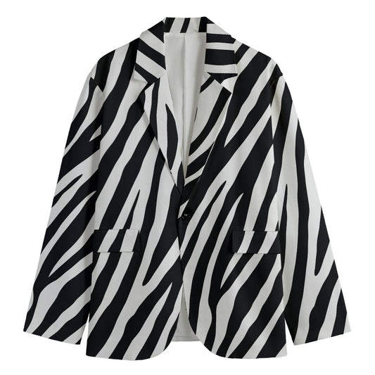 Black White Zebra Pattern Print Men's Blazer