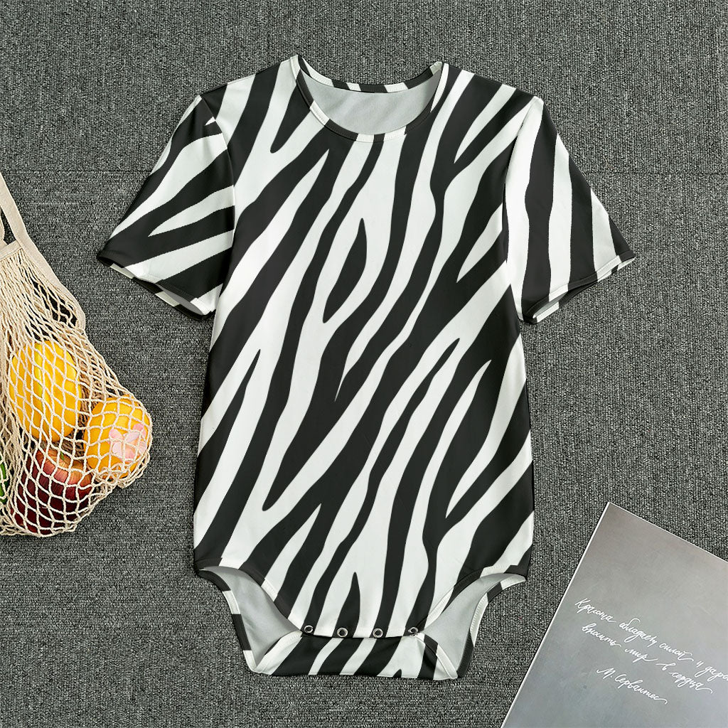 Black White Zebra Pattern Print Men's Bodysuit