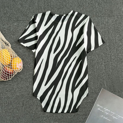 Black White Zebra Pattern Print Men's Bodysuit