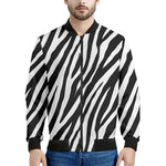 Black White Zebra Pattern Print Men's Bomber Jacket