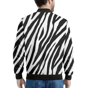 Black White Zebra Pattern Print Men's Bomber Jacket
