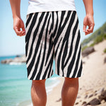 Black White Zebra Pattern Print Men's Cargo Shorts