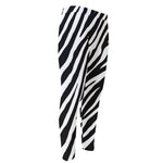 Black White Zebra Pattern Print Men's Compression Pants