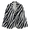 Black White Zebra Pattern Print Men's Cotton Blazer