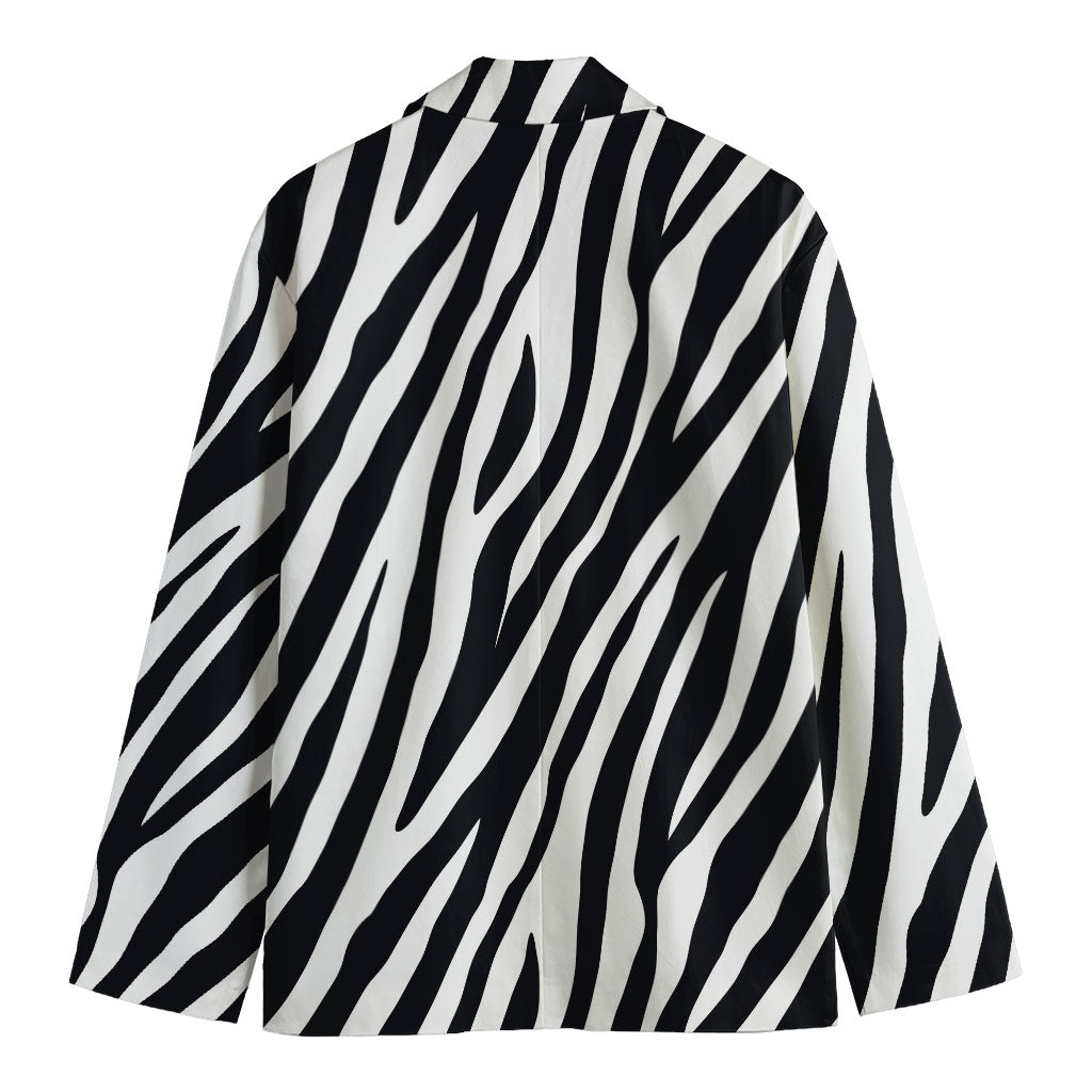 Black White Zebra Pattern Print Men's Cotton Blazer