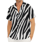 Black White Zebra Pattern Print Men's Deep V-Neck Shirt