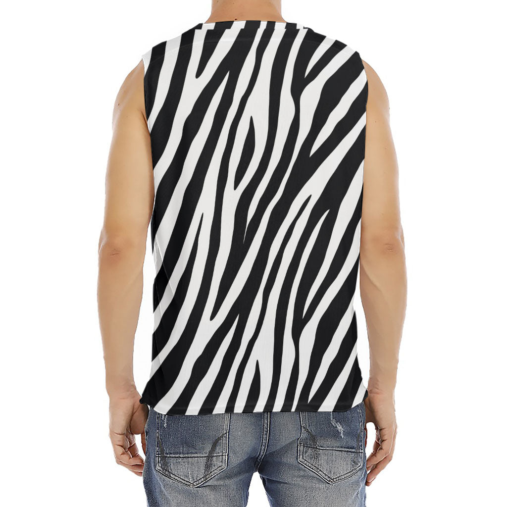 Black White Zebra Pattern Print Men's Fitness Tank Top