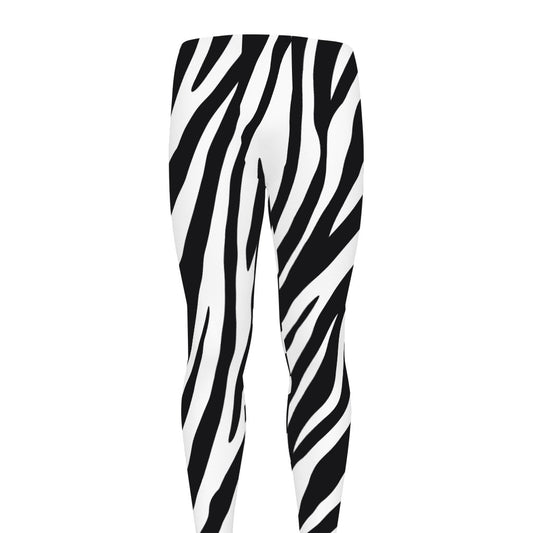 Black White Zebra Pattern Print Men's leggings