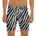 Black White Zebra Pattern Print Men's Long Boxer Briefs
