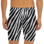 Black White Zebra Pattern Print Men's Long Boxer Briefs