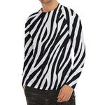 Black White Zebra Pattern Print Men's Long Sleeve Rash Guard