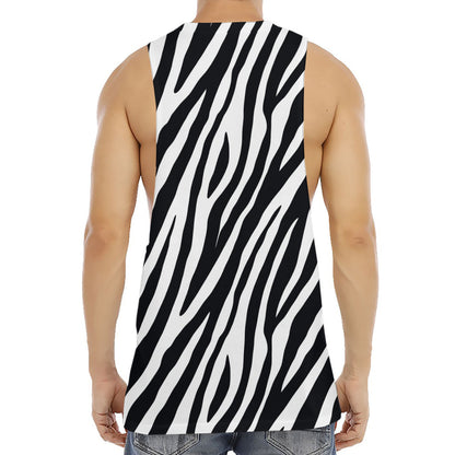 Black White Zebra Pattern Print Men's Muscle Tank Top