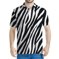 Black White Zebra Pattern Print Men's Polo Shirt