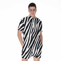 Black White Zebra Pattern Print Men's Romper
