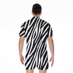Black White Zebra Pattern Print Men's Rompers