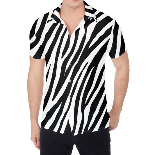 Black White Zebra Pattern Print Men's Shirt