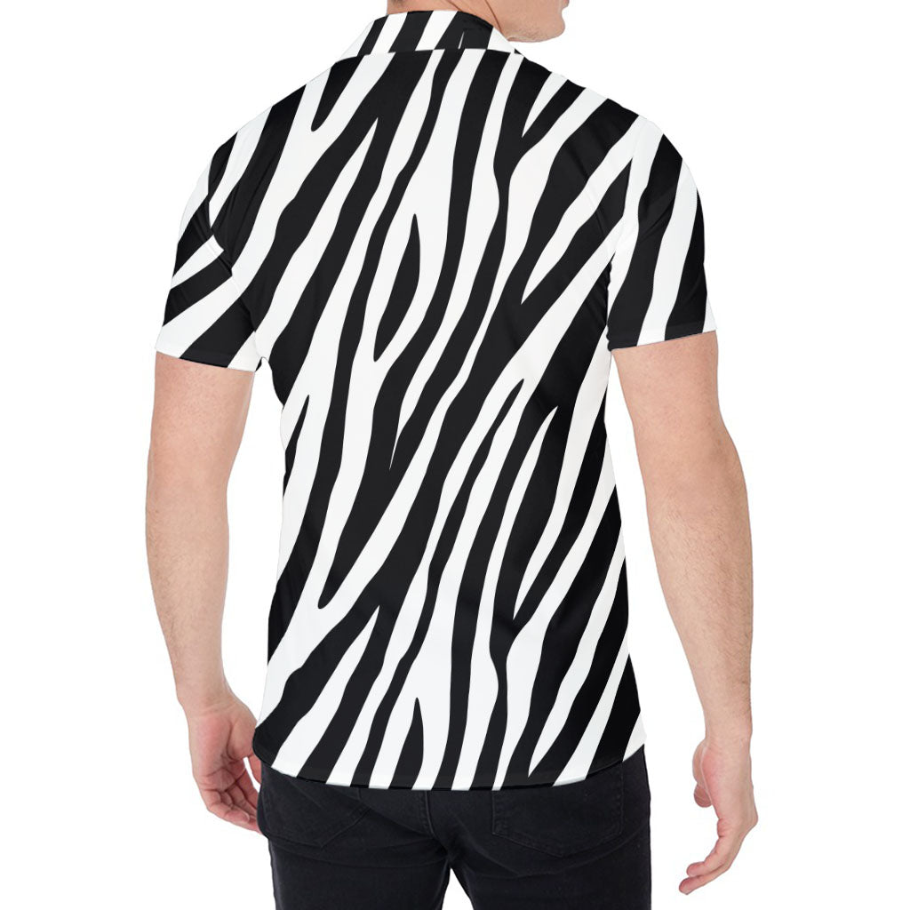Black White Zebra Pattern Print Men's Shirt