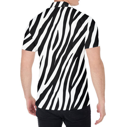 Black White Zebra Pattern Print Men's Shirt