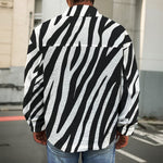 Black White Zebra Pattern Print Men's Shirt Jacket